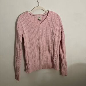 Izod Light Pink V-Neck Cable Sweater